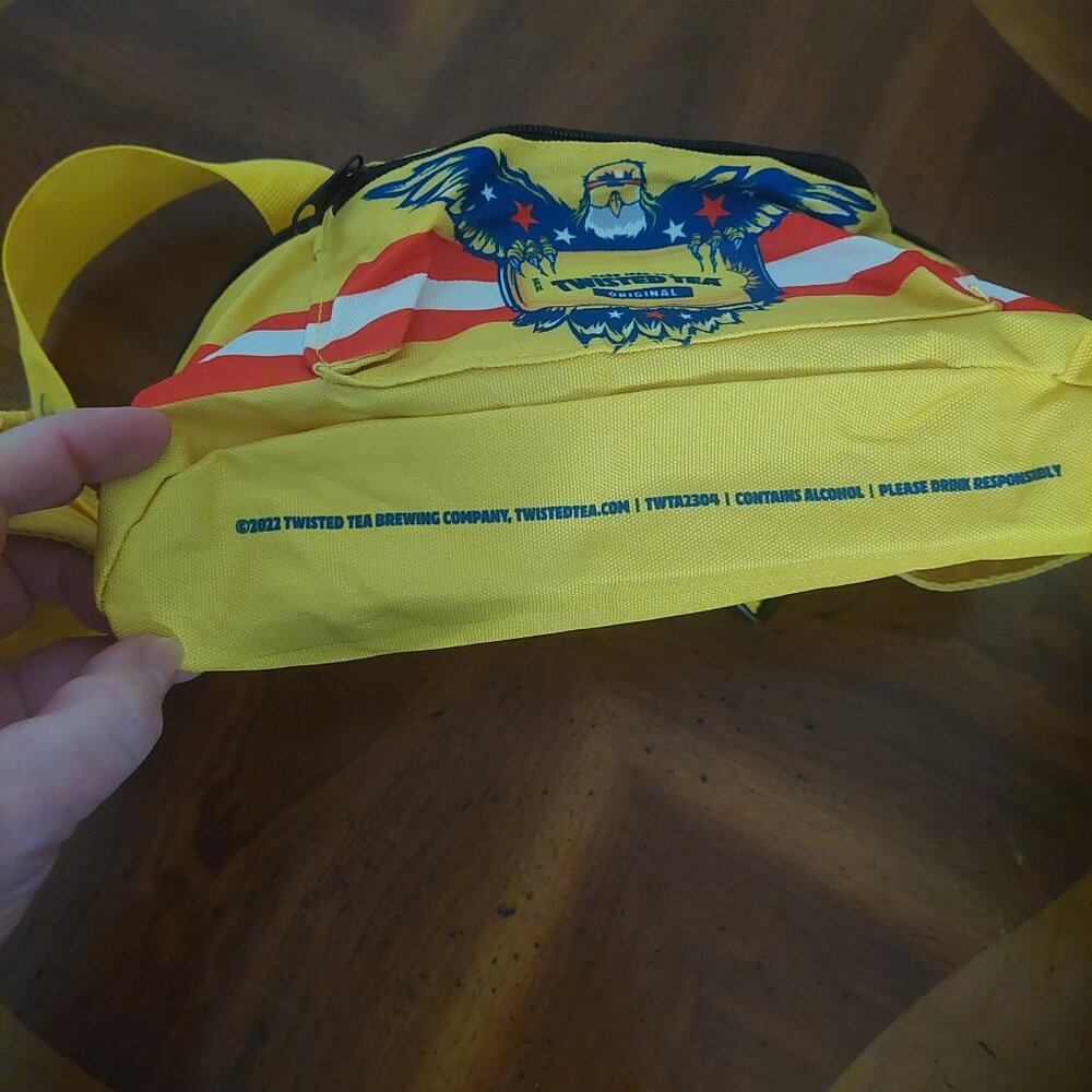 Twisted Tea Hard Iced Tea Yellow Fanny Pack With Koozie Eagle Red White and Blue - Picture 6 of 7